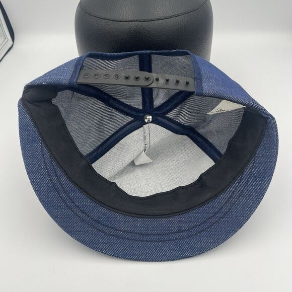 Vintage Denim Short Brim Jean Snapback Hat Cap Rare 1980s Made In The USA - Picture 8 of 11